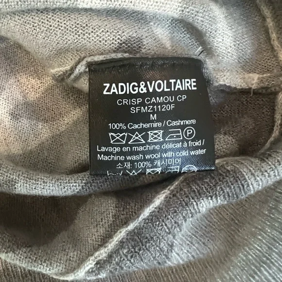Zadig & Voltaire Crisp Camo Cashmere sweater sz M NWOT - Picture 8 of 8